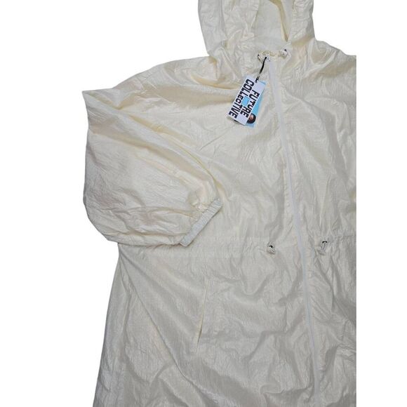 Future Collective Ivory Cinched Waist Hooded Raincoat 4X - Picture 5 of 7